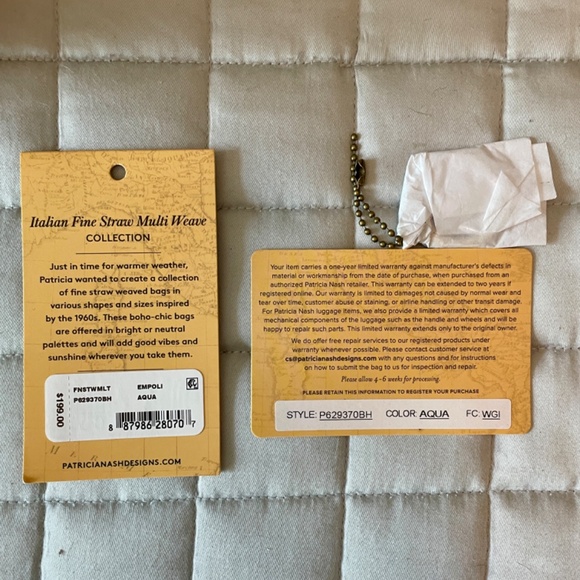 Patricia Nash Italian Fine Weave Multi Weave Aqua Bag UNUSED - Picture 10 of 10